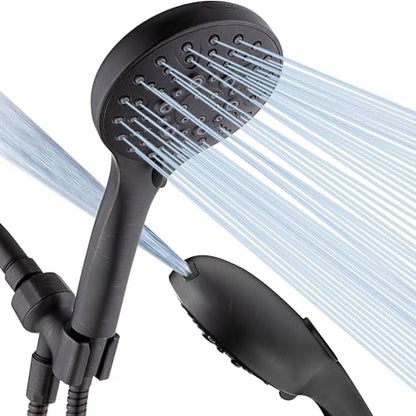 BRIGHT SHOWERS High Pressure Shower Head with Handheld, 9 Spray Settings Showerhead Built in Power Wash to Clean Tub and Pets, Extra Long 69" Hose, Adjustable Bracket, Oil-Rubbed Bronze - color: Oil Rubbed Bronze, style: 2.5 GPM | 9 Modes