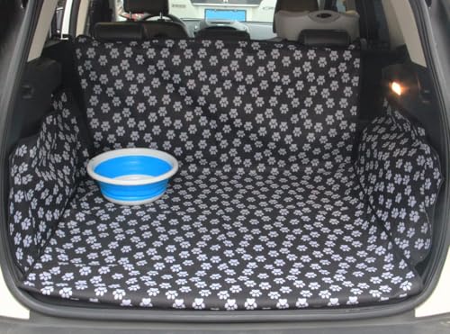 Pet Dog Trunk Cargo Liner - Oxford Car SUV Seat Cover - Waterproof Floor Mat for Dogs Cats - Washable Dog Accessories - color: Paw Print, size: 73" x 41" x 13"
