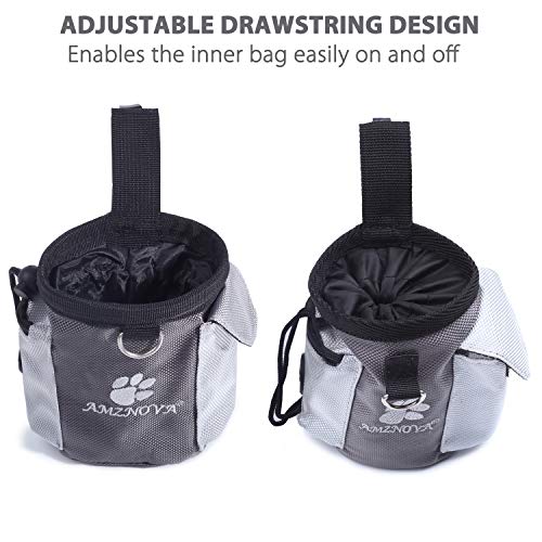 AMZNOVA Dog Treat Bag Treatnow Dog Treat Pouch, Training Pouch with Waist Belt & Clicker for Training & Walking, Waist Clip On Snack Fanny Pack for Pet, 3Cups, Grey - color: Grey