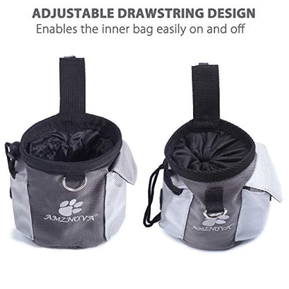AMZNOVA Dog Treat Bag Treatnow Dog Treat Pouch, Training Pouch with Waist Belt & Clicker for Training & Walking, Waist Clip On Snack Fanny Pack for Pet, 3Cups, Grey - color: Grey