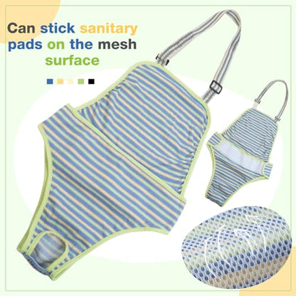 Dog Diapers Female,Female Dog Diapers for Heat Large Dogs, Washable Onesie Sanitary Pantie with Adjustable Suspender Washable, Reusable Period Panties Doggie Diaper, M - color: Blue, size: Medium