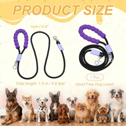 Dog Leash with Padded Hands Free, 4.9ft/1.5m Adjustable Bungee Dog Training Leash, No Pull Heavy Duty Nylon Rope(Black), Intended for Large Medium Pet Running/Hiking/Walking - color: Black, size: 4.9ft/1.5m