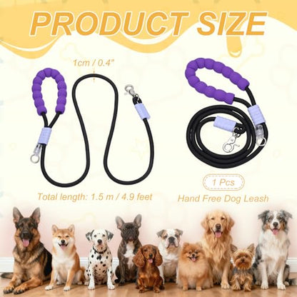 Dog Leash with Padded Hands Free, 4.9ft/1.5m Adjustable Bungee Dog Training Leash, No Pull Heavy Duty Nylon Rope(Black), Intended for Large Medium Pet Running/Hiking/Walking - color: Black, size: 4.9ft/1.5m