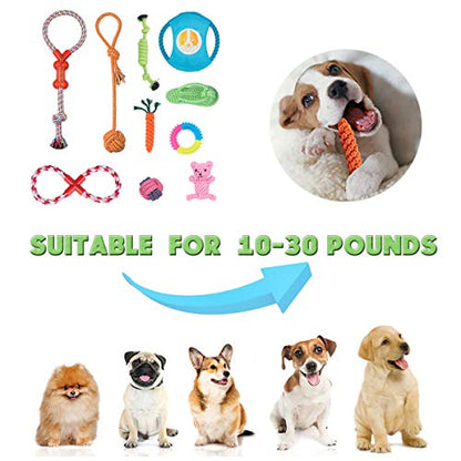Dog Chew Toys for Small to Medium Dogs - 10 Pack Tough Dog Toys, Interactive Rope Teething Toy for Puppy, Durable Tug of War Toy, Birthday and Festival Gift Set - color: 10 Pack