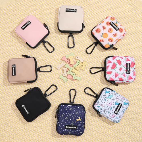 Dog Treat Pouch with Training Clicker,Waterproof Nylon Fabric Poop Bag Holders for Leashes,Hands Free Small Dog Walking Bag with Carabiner, Pet Puppy Training Walking Essentials (Dinosaur) - color: Dinosaur