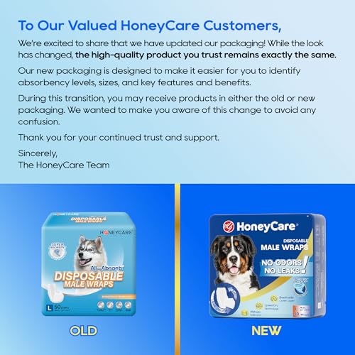 HONEY CARE All-Absorb A24 Male Dog Wrap, 50 Count, Large - size: Large( 50 Count)( Pack of 1)