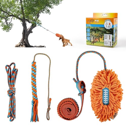 ALL FOR PAWS Dog Bungee Tug Toy, Outdoor Hanging Bungee from Tree for Chase & Tug Fun, Interactive Tug-of-War Toy for Small and Medium Dogs, Bungee Cord with Dog Rope Toy & Soft Chew Toy