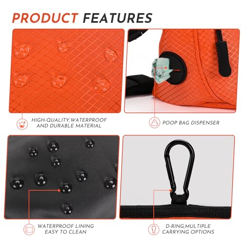 Dog Treat Pouch with Training Clicker, Treat Bag Fanny Pack with Magnetic and Zipper Closure Waterproof and Durable Treat Pouches for Pet Training Walking (Orange) - color: Orange