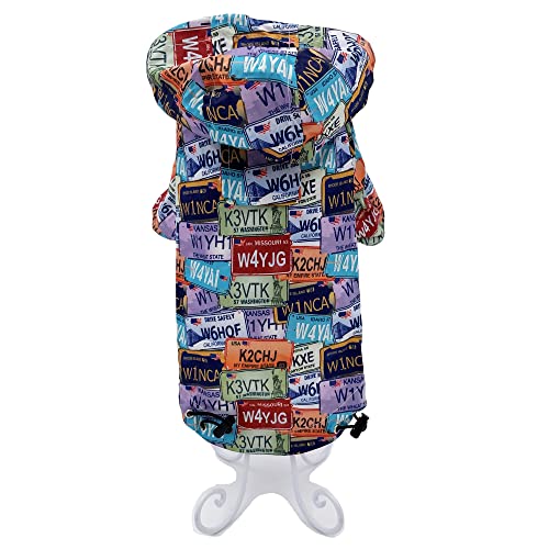 Dog Raincoat Hooded Leash Hole Waterproof Rain Coat Jacket Rainwear for Small Pet Cat Puppy (XS: Length - 10", Retro License) - color: Retro License, size: XS: Chest - 12", Length - 10"