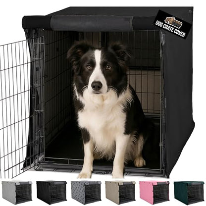 GORILLA GRIP Dog Crate Covers Compatible with Amazon Basics Dog Crates, All Sides Open, Privacy Cover Fits 36" Wire Kennel, Breathable Mesh Windows, Light Reducing Puppy Training Cage Topper, Black - color: Black, size: 36" X 23" X 25"
