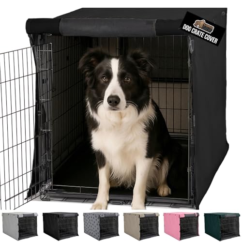 GORILLA GRIP Dog Crate Covers Compatible with Amazon Basics Dog Crates, All Sides Open, Privacy Cover Fits 36" Wire Kennel, Breathable Mesh Windows, Light Reducing Puppy Training Cage Topper, Black - color: Black, size: 36" X 23" X 25"