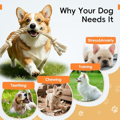 wodoca [4 Pack] Dog Rope Toys, Puppy Teething Duty Cotton Knot Chew Rope for Small Medium Dogs, Interactive Tug of War Dog Toys for Boredom, Teeth Cleaning - color: Natural White