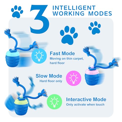 Interactive Dog Toys, [2026 Newly Upgraded] Interactive Dog Ball for Medium/Large Dogs, Automatic Moving Dogs Toy Wicked Ball for Boredom & Training, Play Music, USB Rechargeable(Blue)