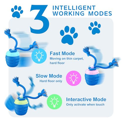 Interactive Dog Toys, [2026 Newly Upgraded] Interactive Dog Ball for Medium/Large Dogs, Automatic Moving Dogs Toy Wicked Ball for Boredom & Training, Play Music, USB Rechargeable(Blue)