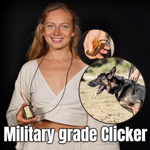 Mythrojan Brass and Steel Pet Training Clicker Puppy Dog Training Cricket Clicker U.S. Engraved WII Military Gear Metal Clicker (Clicker with Leather Gripper) - style: Clicker (with Leather Gripper)