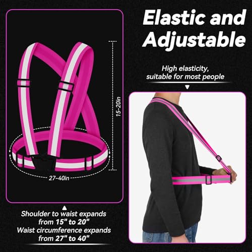 Reflective Vest Running Gear,High Visibility Adjustable Safety Vest for Outdoor Motorcycle,Dog Walking,Night Running,Hiking - color: Rose Red X3