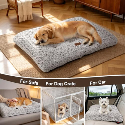 Dog Bed Crate Pad - Rosette Pattern White Velvet Pet Bed Anti-Slip Comfy Kennel Pad for Crates Rosette Brown S - color: Rosette Pattern Brown, size: Small 24"x18"