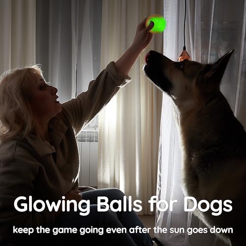 LECHONG Glow Dog Ball, 2.5” Squeaky Dog Toy Ball, Dog Rubber Ball Toys for Small and Medium Dogs, Durable Dog Fetch Toys Puppy Chew Toys Pack of 6 - color: S6-glow