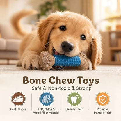 Dog Lick Bowl with Bone Chew Toy, BPA Free Silicone Lick Mat for Dogs, Slow Feeder Dog Bowl with Strong Suction, Dog Freezer Bowl for Anxiety Relief, Paw Calm, Dishwasher (Blue, L) - size: Large