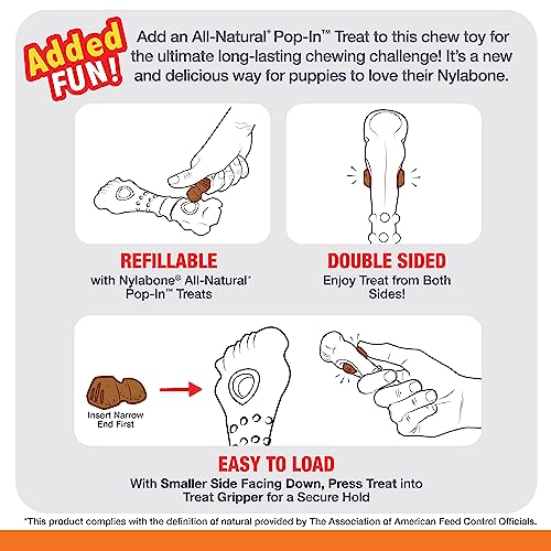 Nylabone Power Chew Knuckle Bone Pop-In Treat Toy for Dogs, Interactive Treat Dispensing Dog Chew Toys to Keep Them Busy, Slow Feeder, Long Lasting Chicken Flavor, Medium Dogs - Up to 35 lbs - size: Medium