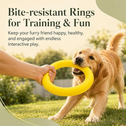 4 Pcs Dog Chew Rings Toy, 11.02 in Bite-Resistant EVA Dog Training Floating Toys for Aggressive Chewers, Lightweight Durable Pet Chewer for Tooth Cleaning Outdoor Pond Pool Fetching Exercise