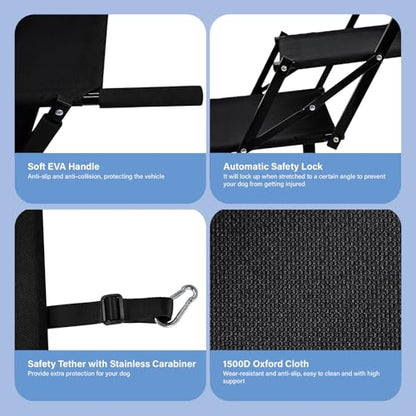 Foldable Dog Stairs for Car SUV Truck, Portable Dog Steps for Large Injured, Pet Ramp with Non-Slip Surface,Suitable for Sofas, Bed, Supports Up to 130 lbs, 5 Steps