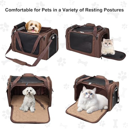 EliteField Deluxe Soft-Sided Pet Carrier (3 Year Warranty, Airline Approved), Travel Bag for Dogs, Cats & Small Pets, with Expandable Mat - color: Brown, size: Medium: 18"L x 11"W x 11"H