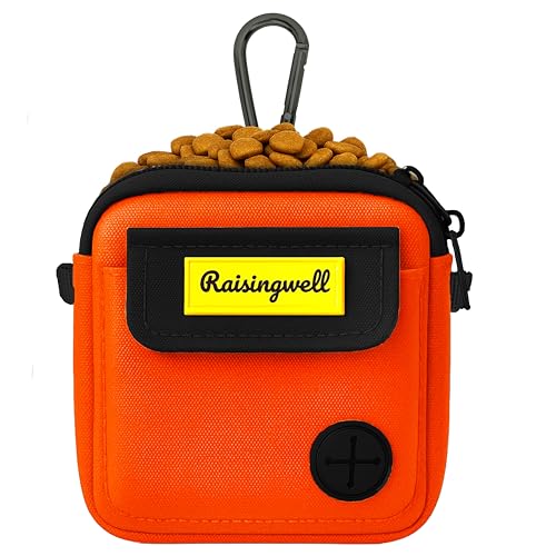 Raisingwell Dog Treat Pouch for Pet Walking and Training with Clicker, Poop Bags and Three Bags Design Small Fanny Zipper Pack Holder for Puppy Snack Dispenser Kit for Leash and Outdoor Use (Blue) - color: d6.Orange1, size: Two Bag
