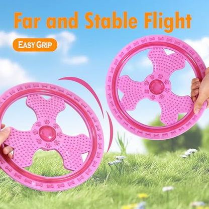 Dog Flying Disc, Outdoor Dog Toys, Dog Fetch Toy, Dog Toy for Medium Dogs and Large Dogs, Lightweight Soft Frisbee for Fetch, Tug of War, Catch, Play, 9 inch, Magenta - color: Magenta