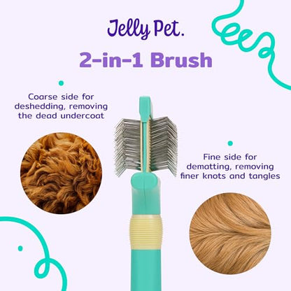 Jelly Pet Double Sided Dog Slicker Brush, Longer Pins, Flexible Head, Fine/Coarse Sides, Removes Unwanted Tangles, Large, Teal - size: Large