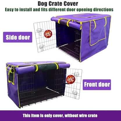 36-Inch Purple Dog Crate Cover – Light-Blocking Protective Cover with Roller Shades, Sound-Dampening Sunshade for Wire Kennels, Features Breathable Side Window (Cover Only) - color: Purple, size: 36.0"L x 23.0"W x 25.0"H