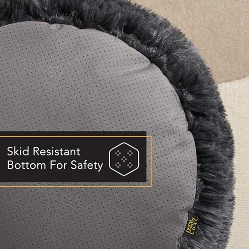 Town & Country Luxe CuddleTown Fuzzy Solid Donut Pet Bed, Soft, Cozy & Calming, Non-Slip Bottom, 100% Machine Washable, Dark Grey, Small 24"x24"x7" Round - color: Dark Grey, size: Small 24"x24"x7" Round