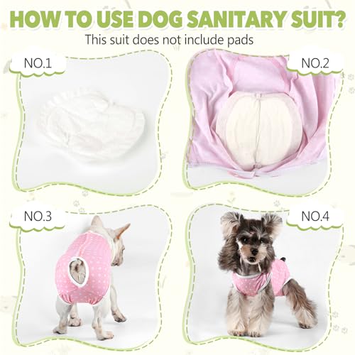 Dog Diapers Suit Period Onesie for Female Dog Sanitary Panties Male Doggy Heat Diapers Cover Fit for Small Medium Dogs Pink Dots/S - size: Small