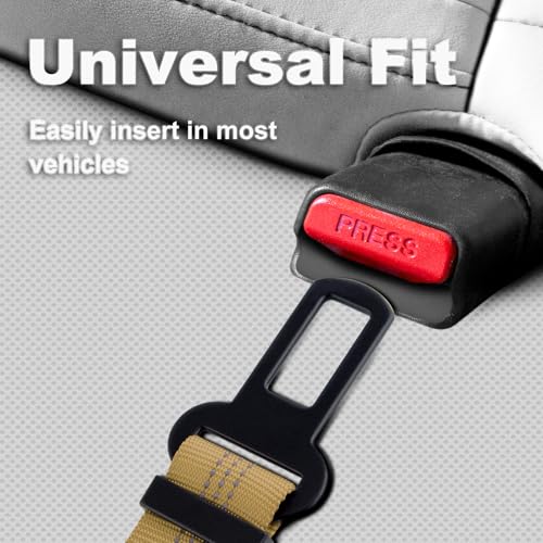 Plutus Pet Dog Seat Belt for Car, Adjustable Dog Car Harness with Carabiner Clip, Reflective Dog Seatbelt Leash with Elastic Bungee, Brown - color: Brown
