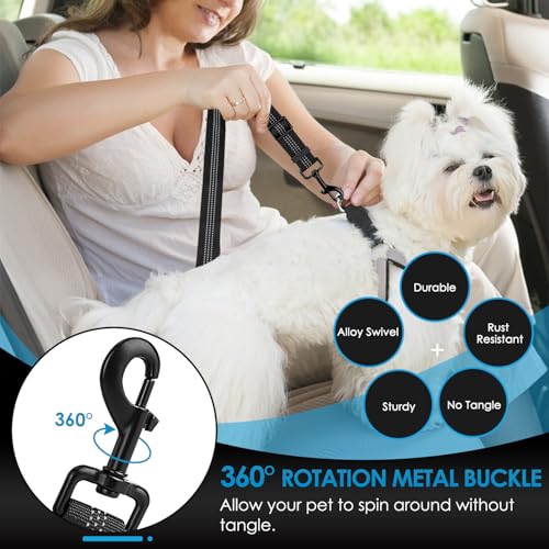 Lukovee Dog Seatbelt Leash for Cars, 2 Pack Pet Safety Car Seat Belt with Adjustable Buckle & Reflective Bungee, Connect Dog Harness in Vehicle Car Dogs Restraint Travel Daily Use (Black) - color: B-Black
