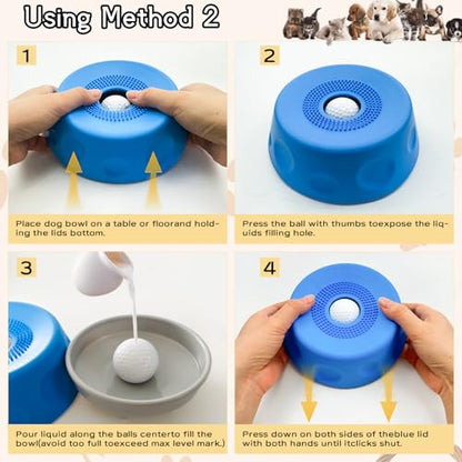 Slow Feeder Lick Bowl for Liquid Dog Treats- Lick Toy for Bone Broth, Rolling Ball Dog Lick Bowl with pet Anti Slip Pads and Cleaning Brushes, Suit for Large Medium Small Dogs&Post-Op