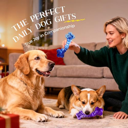 Kseroo Indestructible Dog Toys for Aggressive Chewers: 2-Pack Tough Chew Toy for Large Dogs, Heavy Duty Long-Lasting Dog Bones for Large Breed, Dog Toys to Keep Them Busy - color: Purple & Blue