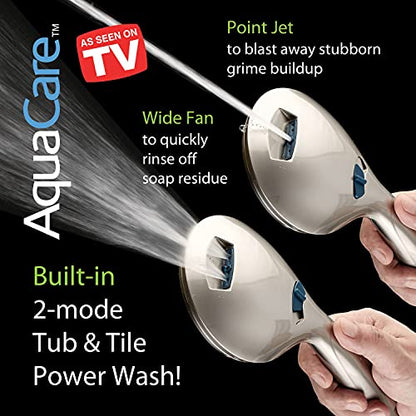 Hotel Spa AquaCare As-Seen-On-TV High Pressure Handheld/Rain 50-mode 3-way Shower Head Combo with Adjustable Arm - Anti-clog Nozzles, Tub & Pet Power Wash, 6 ft. Stainless Steel Hose, Nickel Finish - color: Satin Nickel, style: 2.5 Gallons Per Minute