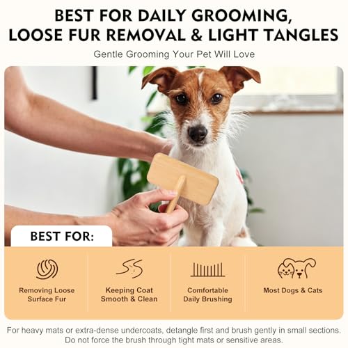 Dog Slicker Brush for Shedding & Grooming - Professional Dog Brush and Cat Brush with Coated Tips & Air-Cushion Design, Deshedding Tool Removes Undercoat Tangles & Loose Fur for Long/Short Hair Pets