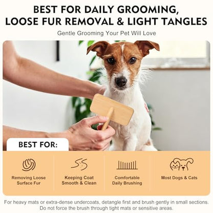 Dog Slicker Brush for Shedding & Grooming - Professional Dog Brush and Cat Brush with Coated Tips & Air-Cushion Design, Deshedding Tool Removes Undercoat Tangles & Loose Fur for Long/Short Hair Pets
