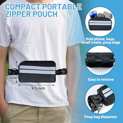 Hands Free Dog Leash for Running, Walking & Hiking - Durable Bungee Dog Leash with Reflective Thread & Adjustable Waist Belt, Heavy Duty for Medium Large Dogs - color: Black