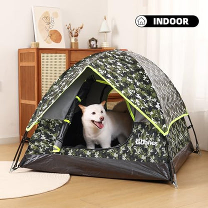 GDanes Camouflage Dog Tent House - Portable Indoor/Outdoor Dog Bed with Soft Pad for Large Dogs, 42 x 42 x 32 Inches - style: Camo