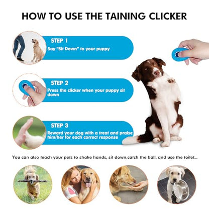 MODUS Pet Training Clicker for Dogs - Clicker with Adjustable Wrist Strap - Positive Reinforcement Clicker for Dogs, Cats, Puppies(Blue)
