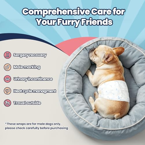Disposable Dog Diapers Male M, Breathable Male Dog Wraps with Color Change Strip, Durable Belly Bands for Male Dogs Medium Breeds - size: Medium: 50 Ct
