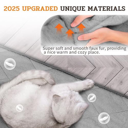 NWK Fluffy Self Warming Cat Mat, Cat Blanket, Thermal Dog Mat, Washable, Non-Slip Bottom for Sofa & Crate & Kennel & Car Seat (Misty Gray, Medium (28'' X 19'' X 0.4'')) - color: Misty Gray, size: Medium (28'' X 19'' X 0.4'')