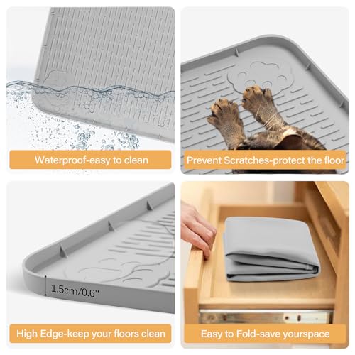 50" x35" Pee Pad Holder for Dogs Puppy Pad Holder Large Silicone Pee Tray for Dog Training Floor Protection Raised Edge Dog Potty Tray, No Pee Pads(Gray) - color: 50" X35" Gray