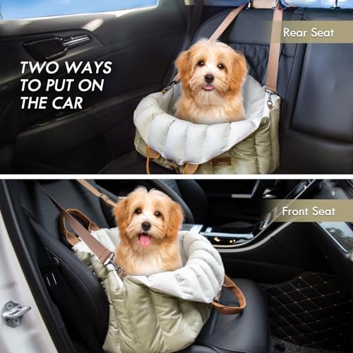 ClevaHome Small Dog Car Seat & Travel Carrier & Pet Bed, Non-Slip Booster Seat for Dogs up to 10lbs, Fashionable Pet Carrier Bag for Indoor and Outdoor - style: Polyester