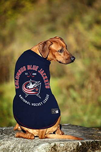 NHL Columbus Blue Jackets Tee Shirt for Dogs & Cats, X-Small. - Are You A Hockey Fan? Let Your Pet Be An NHL Fan Too! - color: Colombus Blue Jackets, size: X-Small