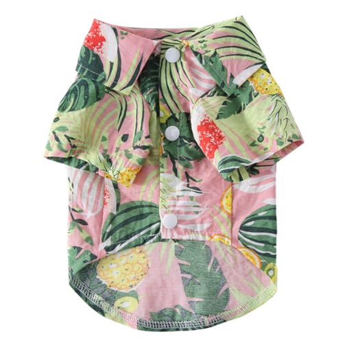 Tangpan Daisy Tropical Print Pet Dog Shirt Puppy Summer Hawaiian Beach Polo Shirts Clothes (Z Pink,XS) - color: Z Pink, size: X-Small