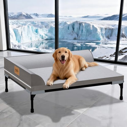 Elevated Cooling Dog Bed, Orthopedic Pet Bed for Large Dogs, Removable Washable Cover, Indoor & Outdoor Raised Pet Bed with Breathable Mesh, Size: 42"*30"*7" - size: Large